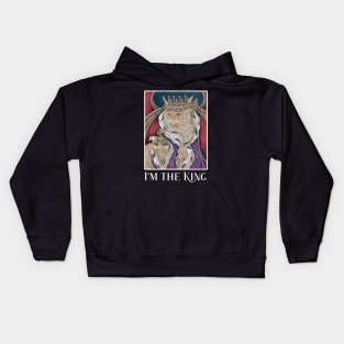 King Cat - I'm The King - White Outlined Version Kids Hoodie